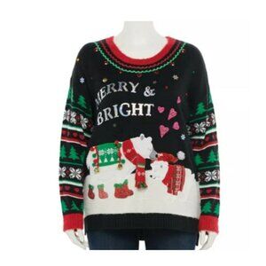NWT Holiday Sweater Embellished Polar Bear Ugly Sweater Christmas Party 1X